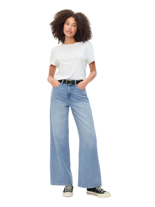 GAP Womens High Rise Wide Leg Jeans Light Bergie 33 Long