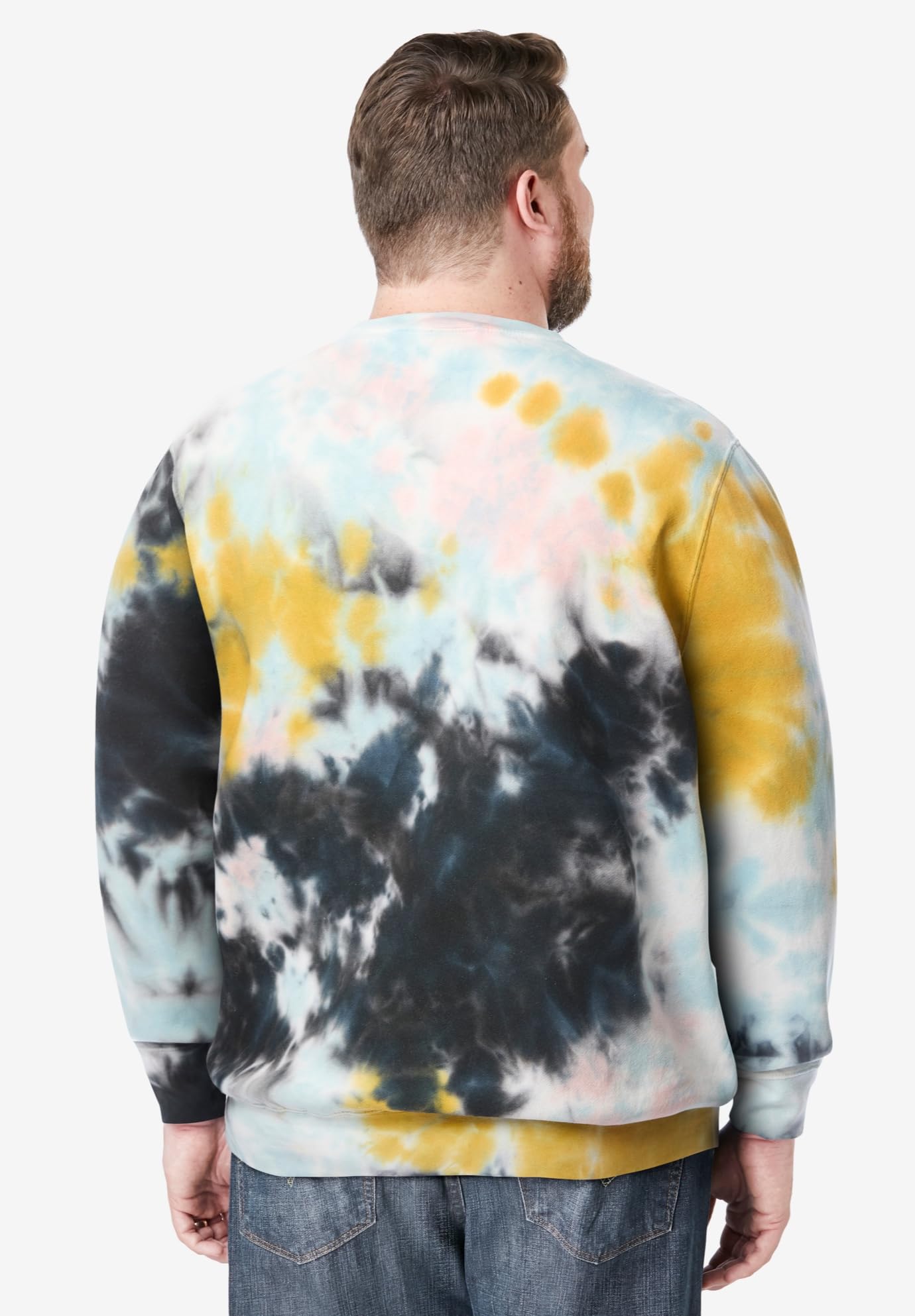 KingSize Men's Big & Tall Fleece Crewneck Sweatshirt - 2XL, Cool Blue Marble
