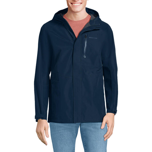 Lands' End Mens 2 5L Waterproof Packable Rain Jacket Radiant Navy Tall Medium