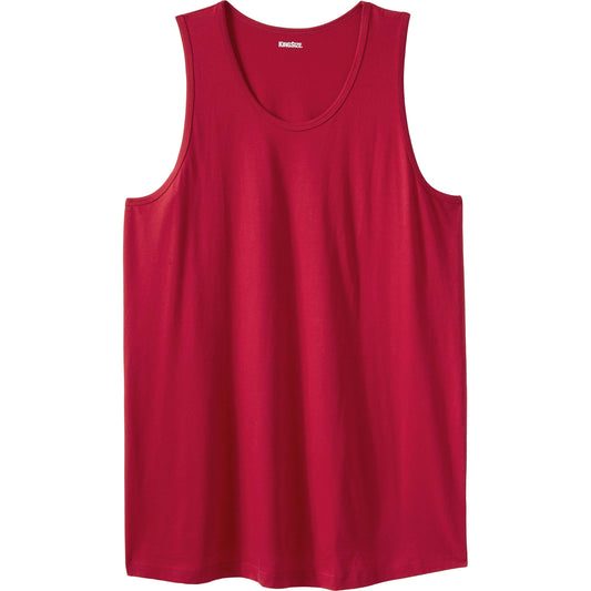 KingSize Men's Big & Tall Shrink-Less Lightweight Longer-Length Tank - 7XL, Red