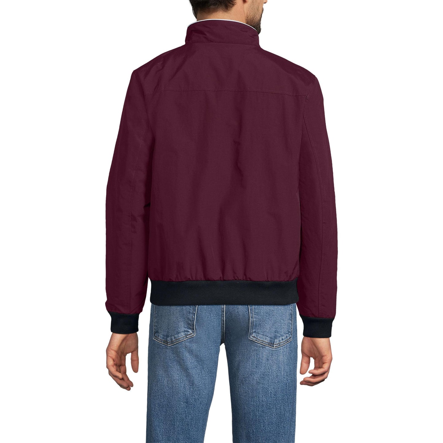 Lands' End Mens Squall Classic Bomber Jacket Lush Burgundy Tall Medium