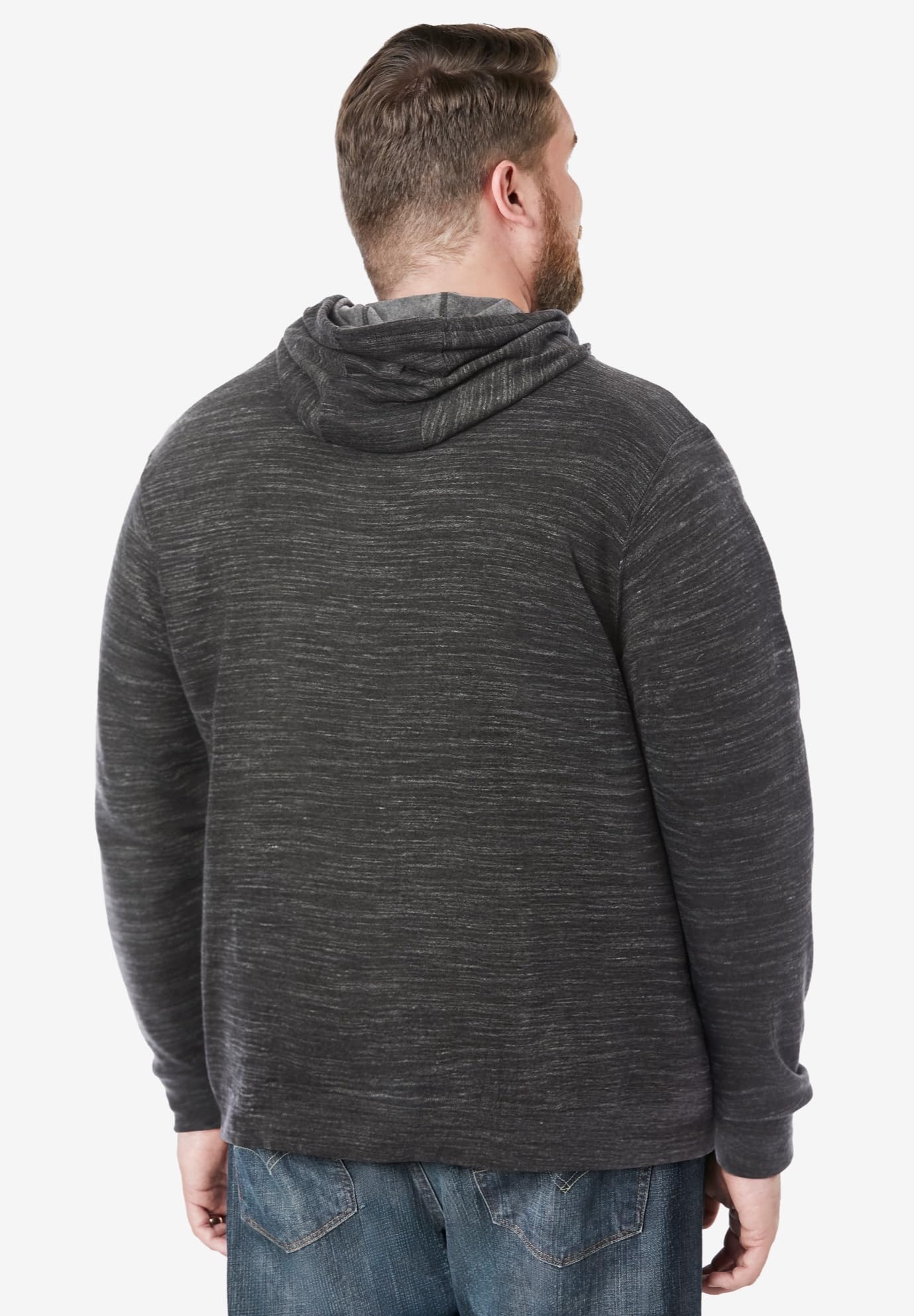 KingSize Men's Big & Tall Fleece Pullover Hoodie - 7XL, Black White Marl