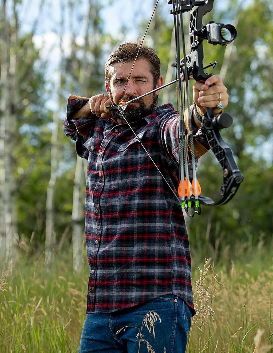 Legendary Whitetails Men's Big Flannel Shirt Long Sleeve Button Down Relaxed Fit, Timberwolf Melange, 3X-Large Tall