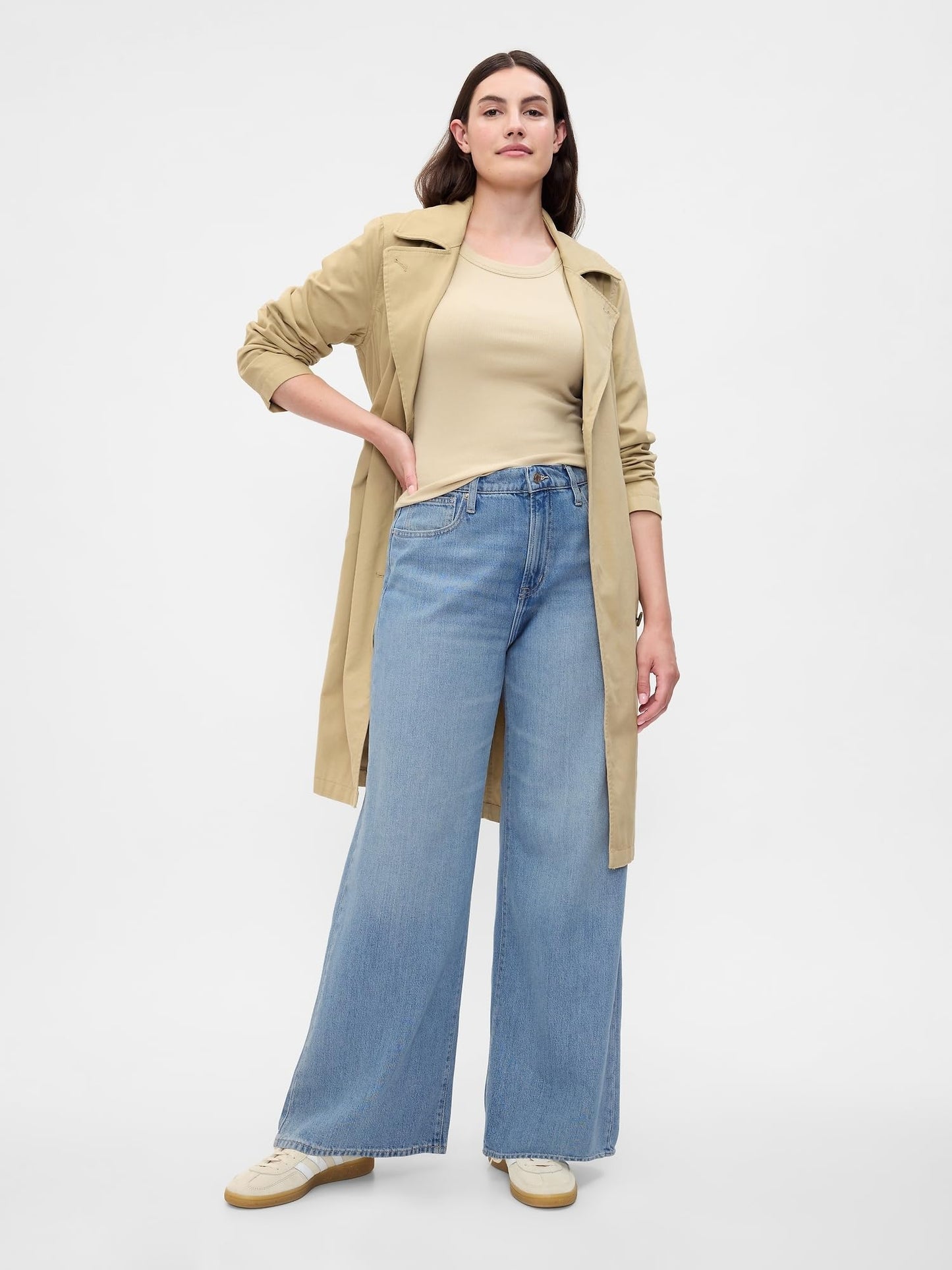 GAP Womens High Rise Wide Leg Jeans Light Bergie 27 Long