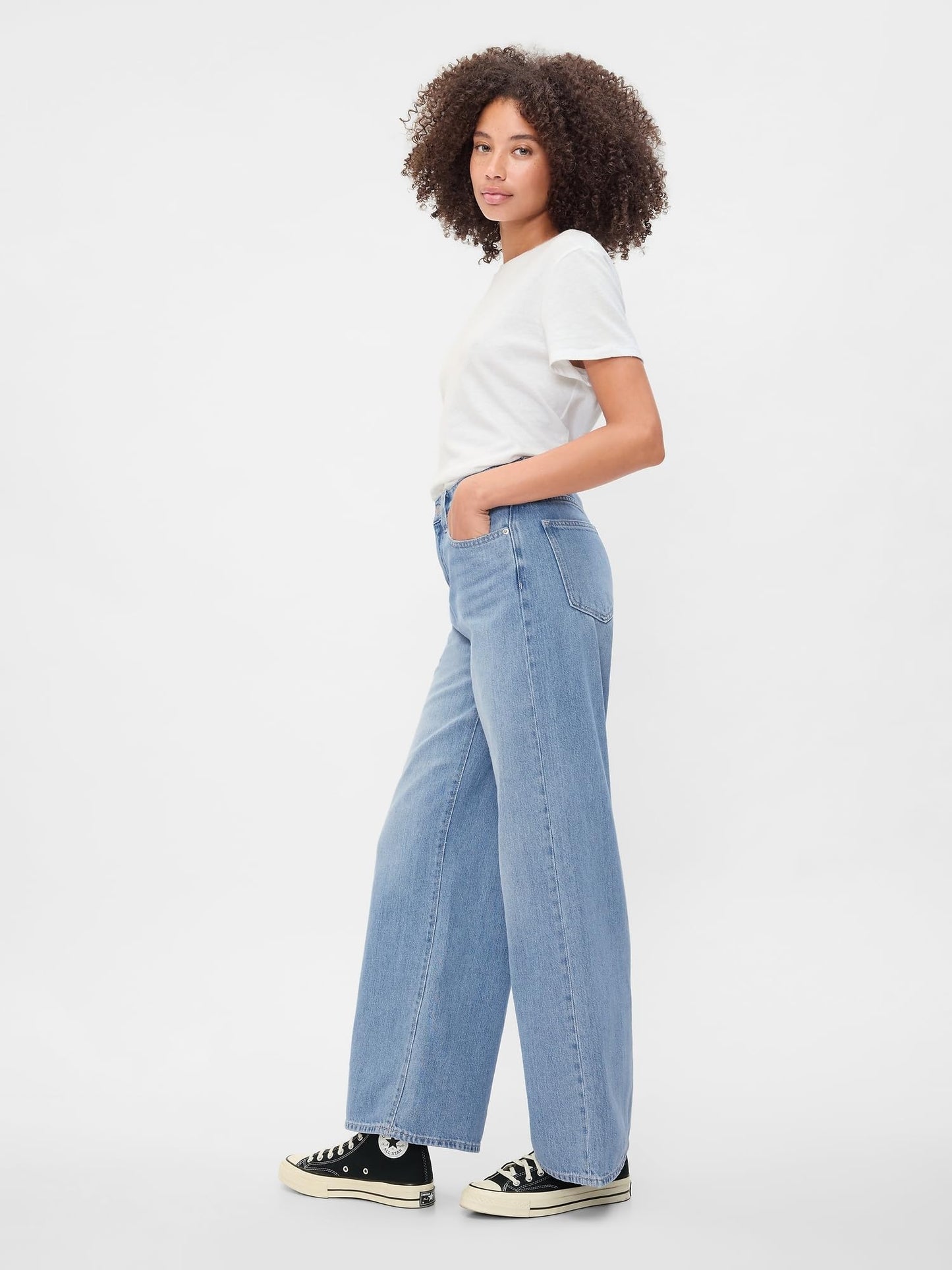 GAP Womens High Rise Wide Leg Jeans Light Bergie 27 Long