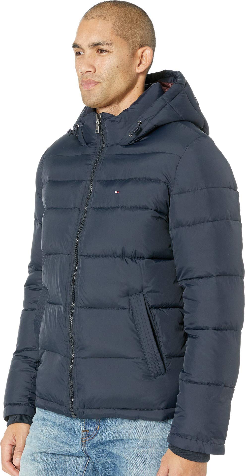 Tommy Hilfiger Men's Classic Hooded Puffer Jacket (Standard and Big & Tall), midnight, X-Large Tall