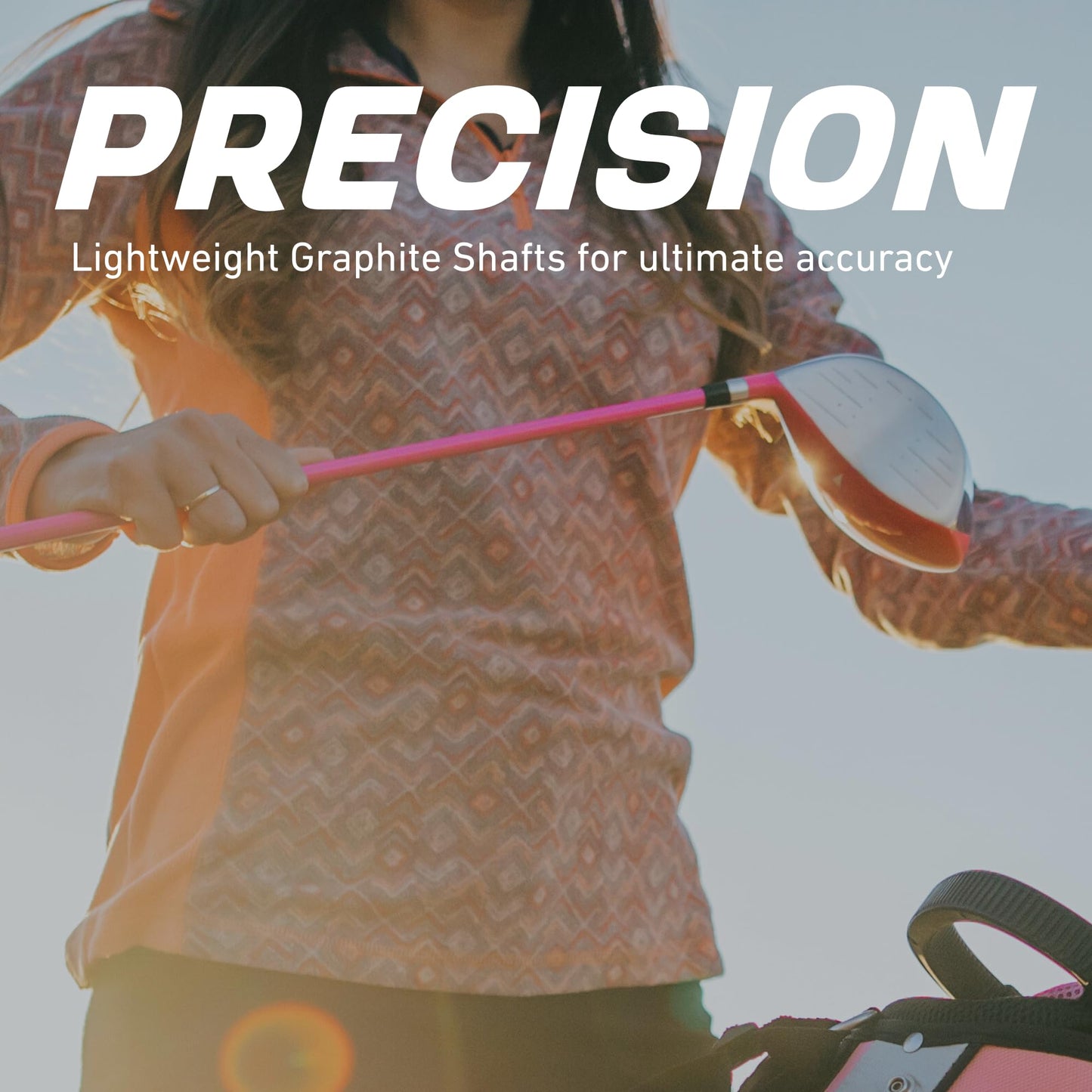 Precise M5 Womens Golf Clubs Full Set, Titanium Driver, S.S. Fairway, S.S. Hybrid, S.S. 5-PW Irons, Putter, Stand Bag, 3 H/C's, Golf Clubs Women Right Handed, Pink (Pink, Right Hand Tall Size)