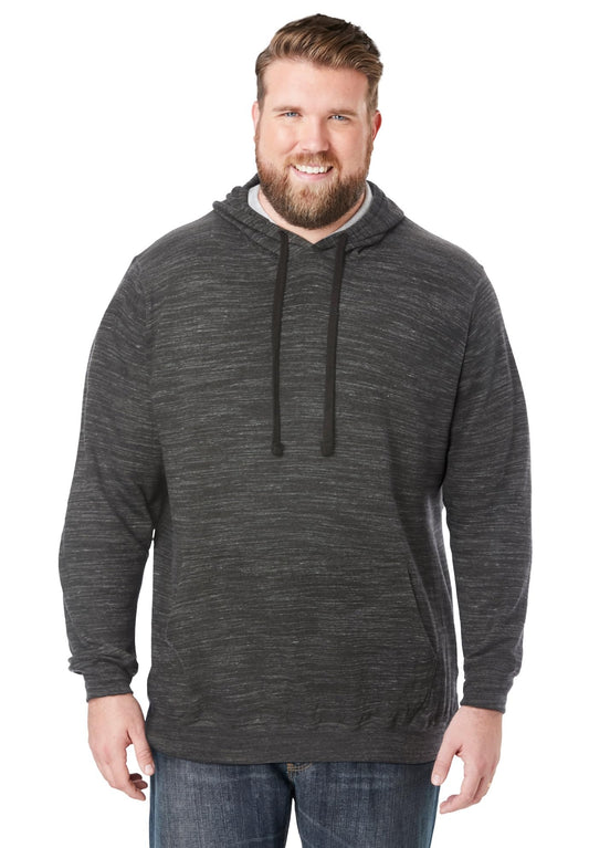 KingSize Men's Big & Tall Fleece Pullover Hoodie - 7XL, Black White Marl