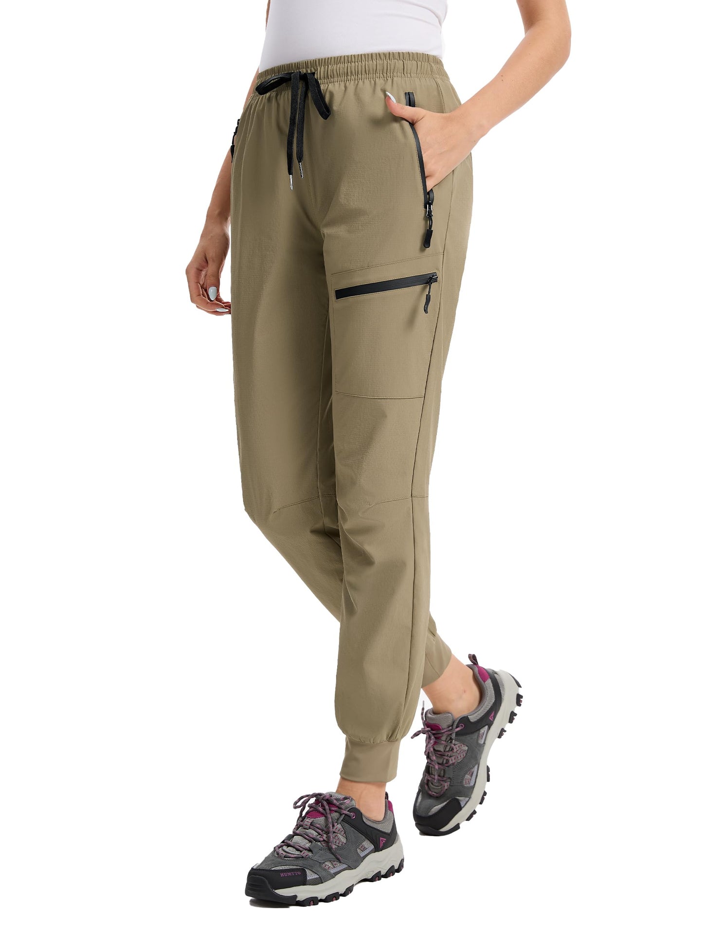 Tallemon Womens Tall Hiking Pants 30/32/34 Inseam Lightweight Joggers Quick Dry 4 Pockets Travel Athletic Cargo UPF50+ 34" Khaki Medium
