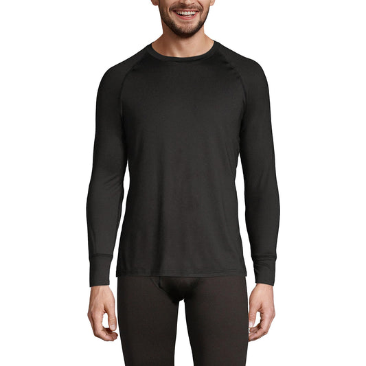 Lands' End Mens Stretch Thermaskin Crew Black Tall Medium