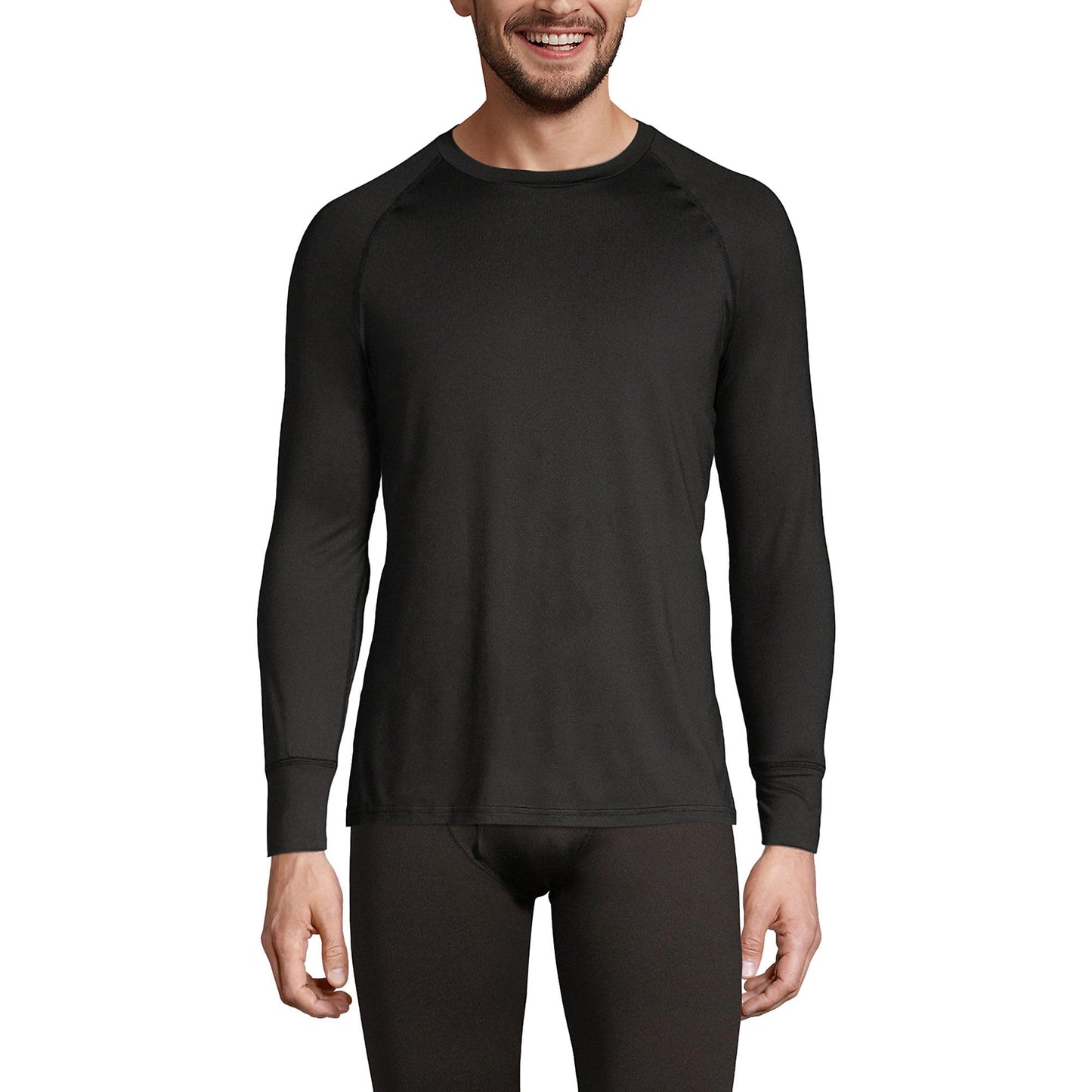 Lands' End Mens Stretch Thermaskin Crew Black Tall X-Large