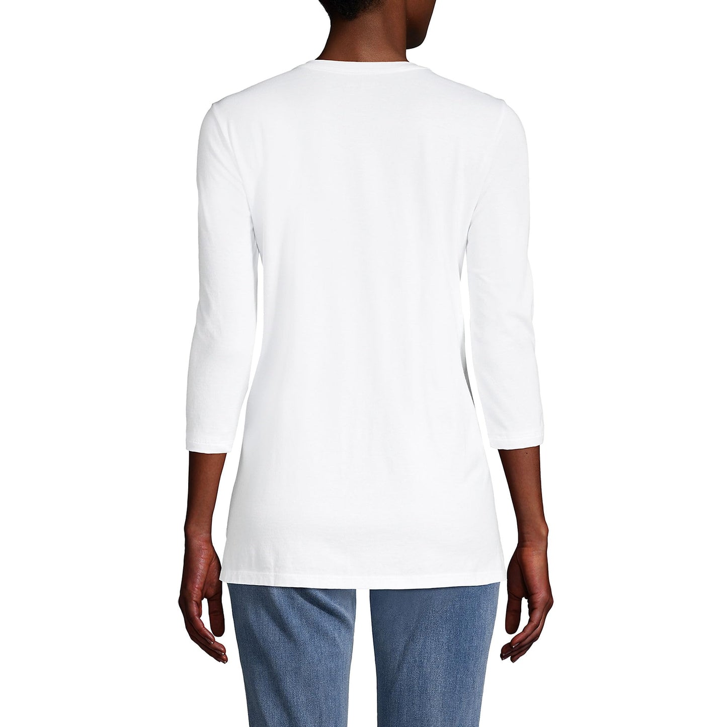 Lands' End Womens 3Q Cotton Supima Crew Neck Tunic White Tall Large