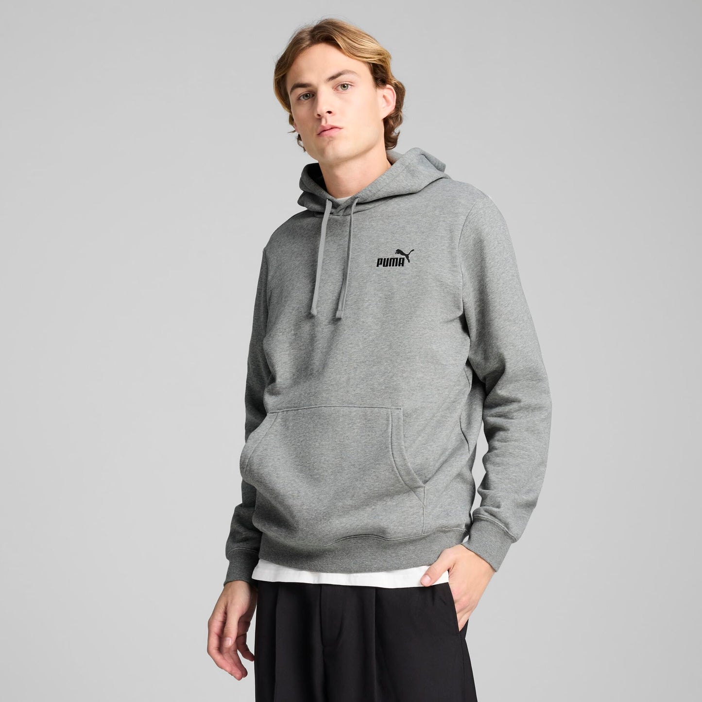 PUMA Men's Tall Size Essentials Small Logo Fleece Hoodie, Medium Gray Heather AH25 - XLT