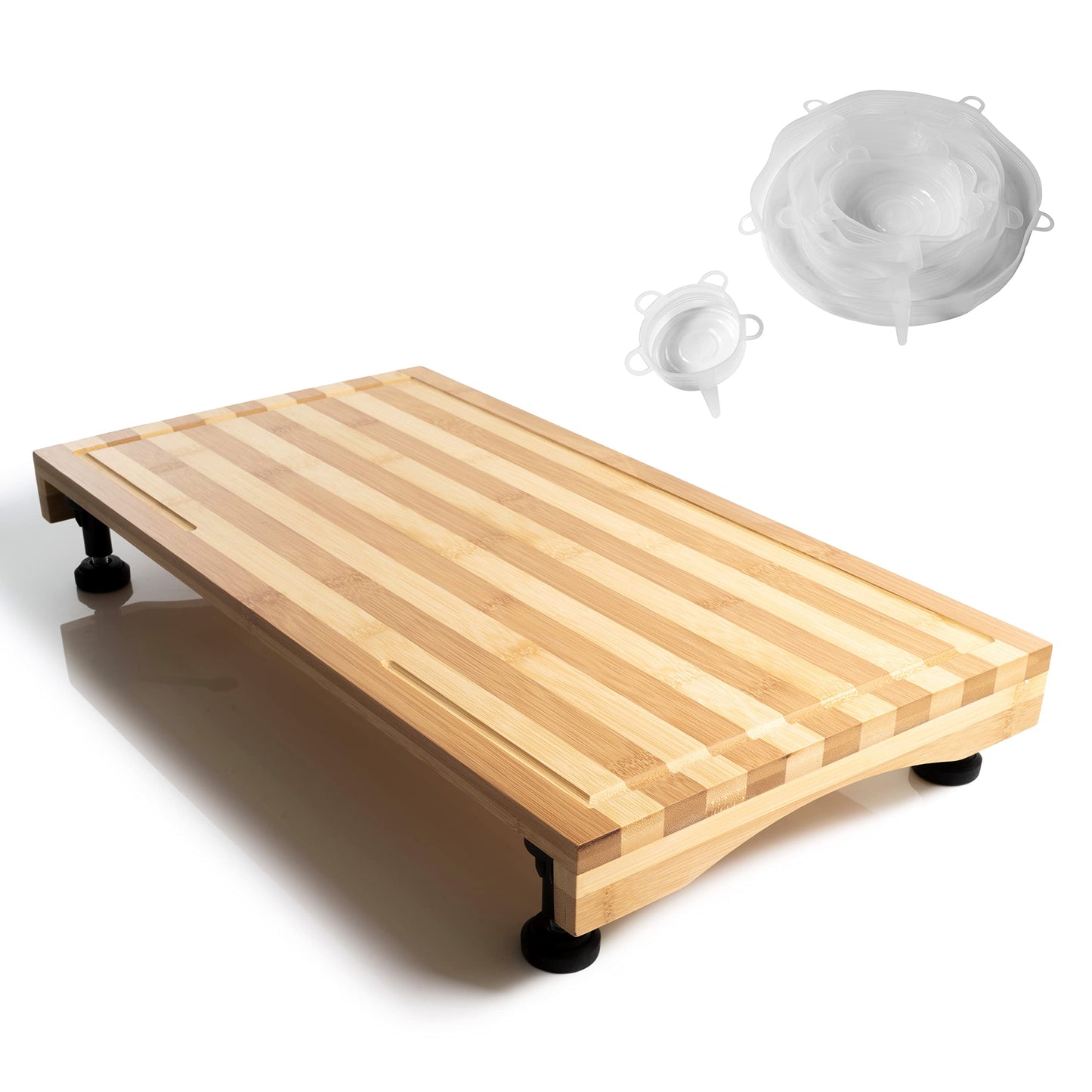 Bamboo Cutting Board with Adjustable Legs - Butcher Block with Juice Grooves