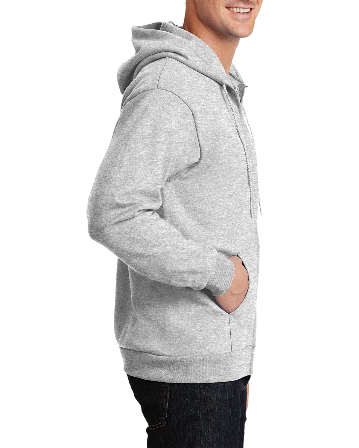 JustBlanks Mens Long Sleeve Hooded Sweatshirt Heavyweight Full-Zip Fleece Hoodie Sweatshirt for Men - Ash - XLT