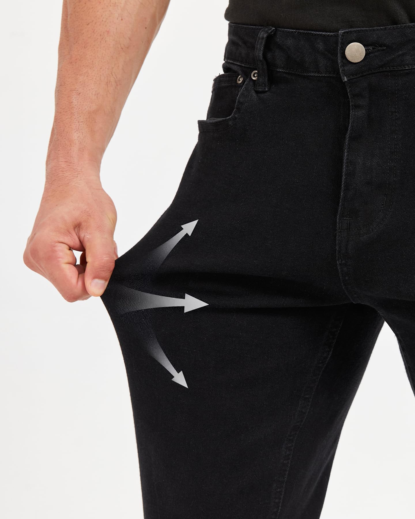 Zylioo 36,34 Inseam Mens Extra Tall Jeans, Tall Size Stretch Slim Fit Denim Pants with 5 Pocket Black