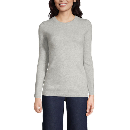 Lands' End Womens Cashmere Sweater Gray Heather Tall Medium