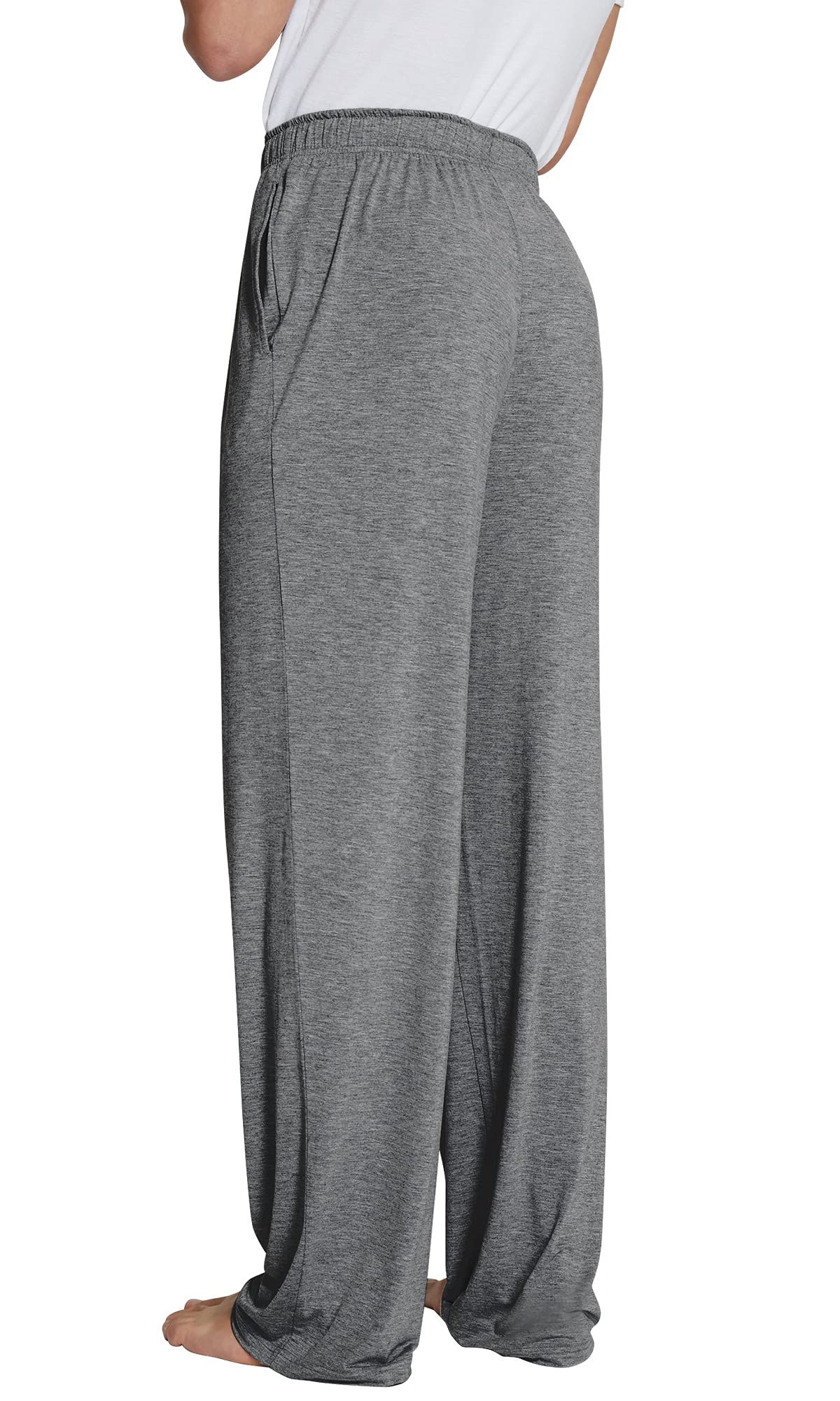 WiWi Bamboo Viscose Pajama Pants for Men Tall Sleep Bottoms Big Warm Long Pj Lightweight Lounge Sweatpants S-XXL, Dark Heather Grey, Medium