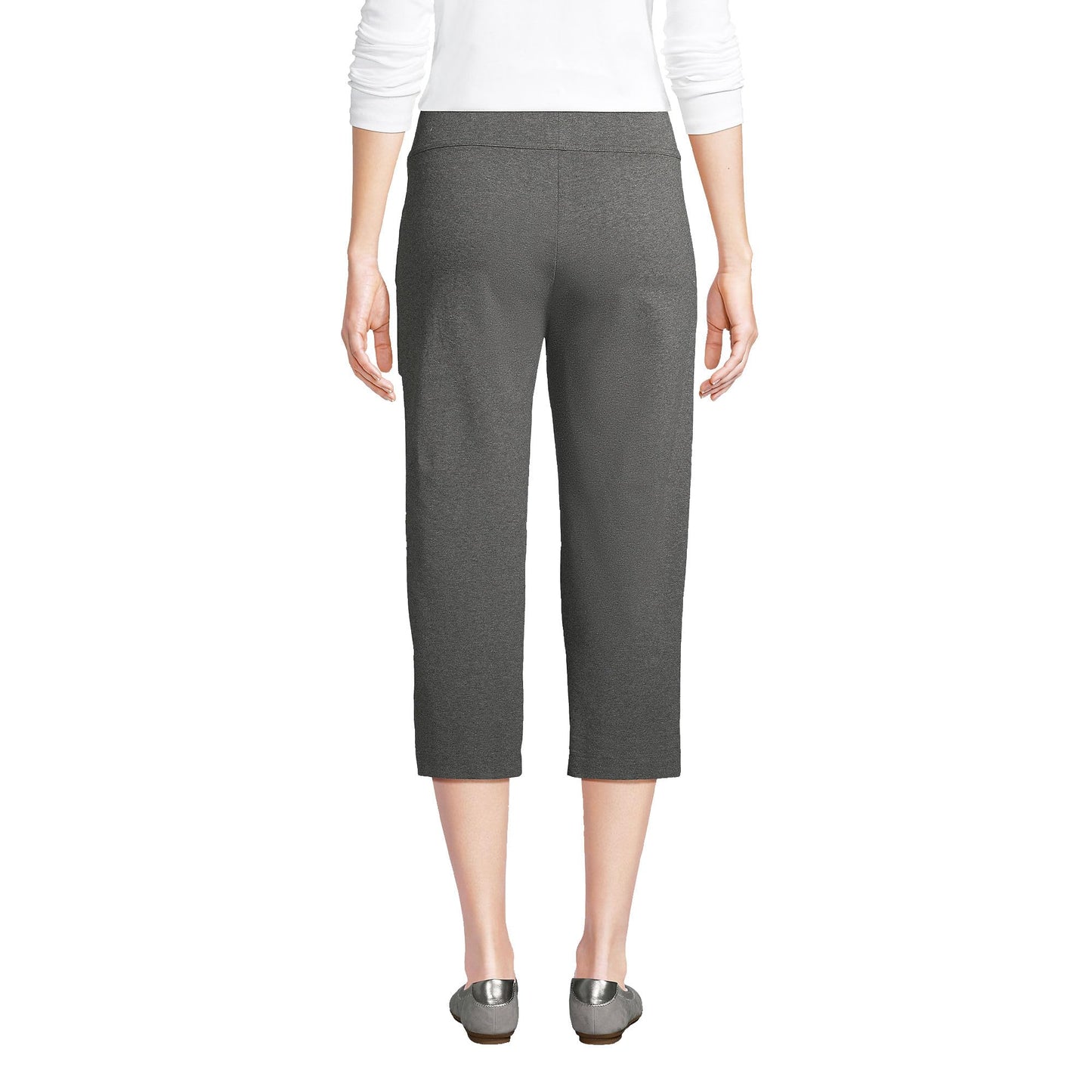 Lands' End Womens Starfish Crop Pants Charcoal Heather Tall Small