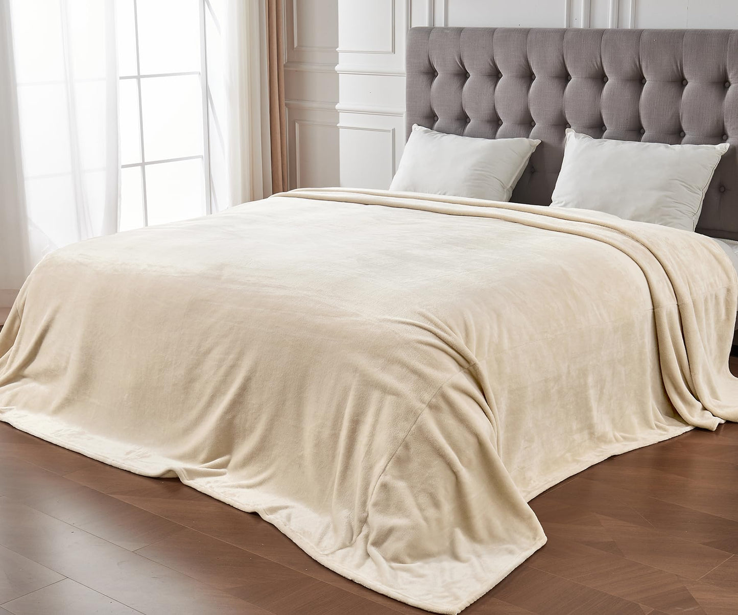 Edenleaf Big Oversized King Blanket, Extra Large Soft Blanket 120x120, California King Size for Whole Family, Bed, Sofa, Couch, Travel, Camping Khaki