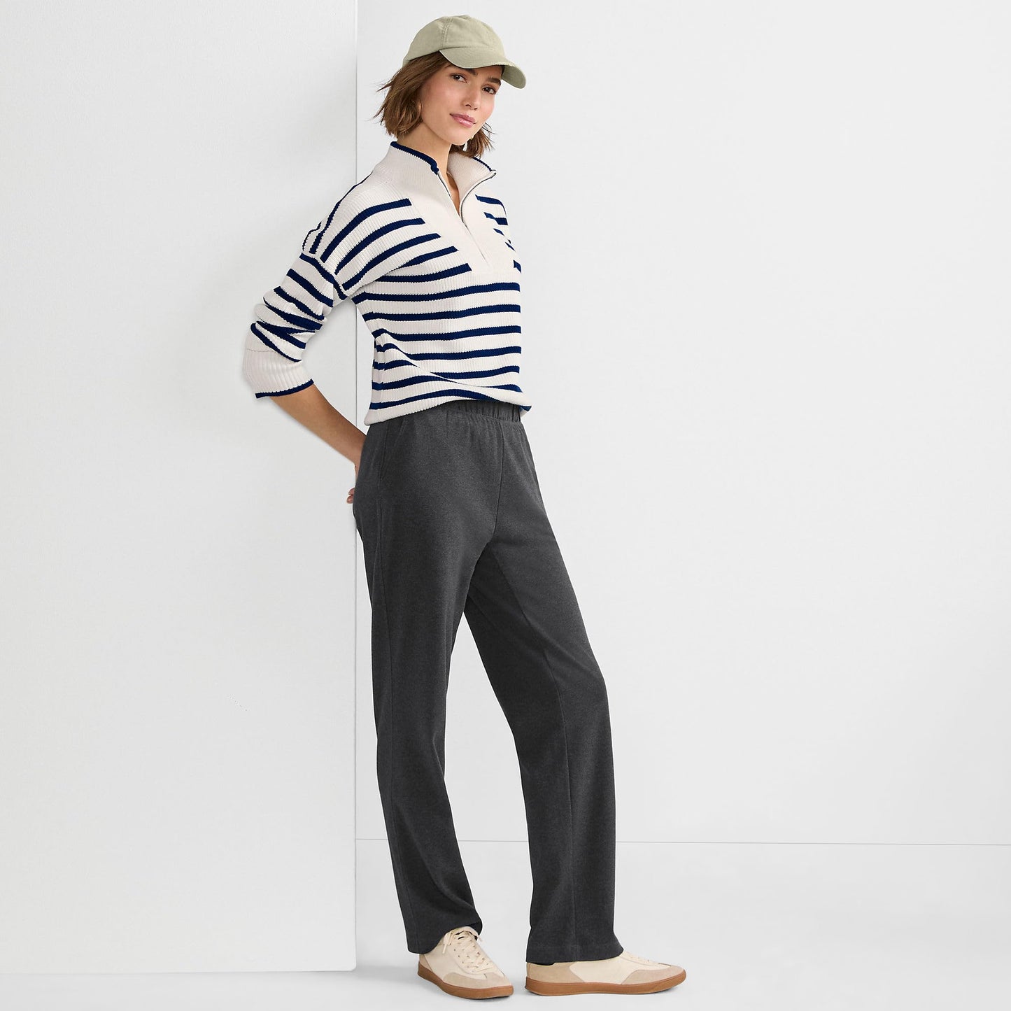 Lands' End Women s Sport Knit Pants Dark Charcoal Heather Tall Large