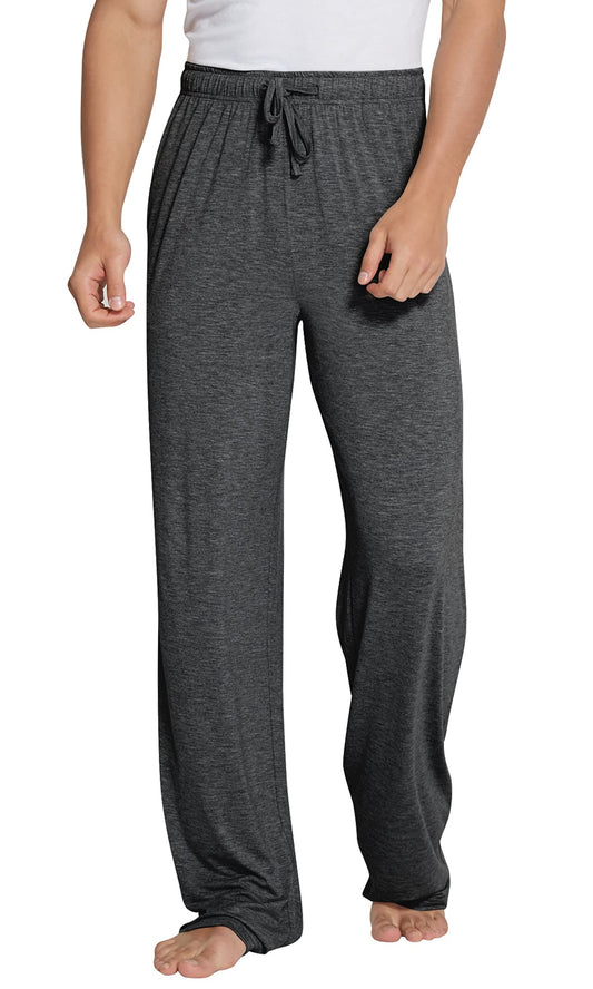 WiWi Bamboo Viscose Pajama Pants for Men Tall Sleep Bottoms Big Warm Long Pj Lightweight Lounge Sweatpants S-XXL, Charcoal Heather, XX-Large