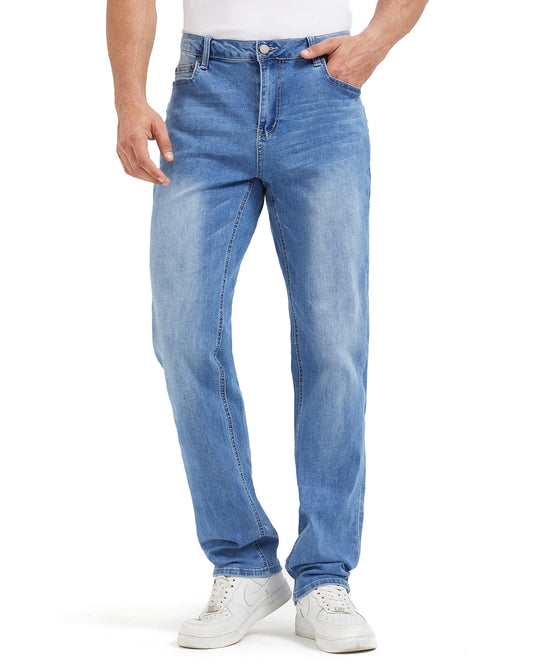 Zylioo 36,34 Inseam Tapered Jeans for Tall Men, Tall Size Stretch Slim Fit Denim Pants with 5 Pockets Blue