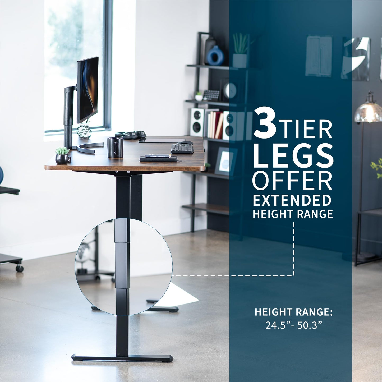 VIVO Electric 71 x 36 in Dual Motor Rustic Sit Stand Desk, Memory Height Adjustment, 2B Series, Vintage Brown Top Black Frame, DESK-KIT-2B7N-36 - 50.3" Max Height