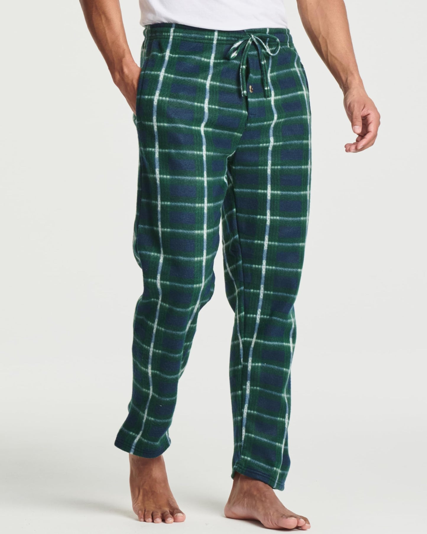 Real Essentials 3 Pack: Mens Fleece Plaid Pajama Pants - Lounge Pajama Bottoms - Set 5, 5X Tall