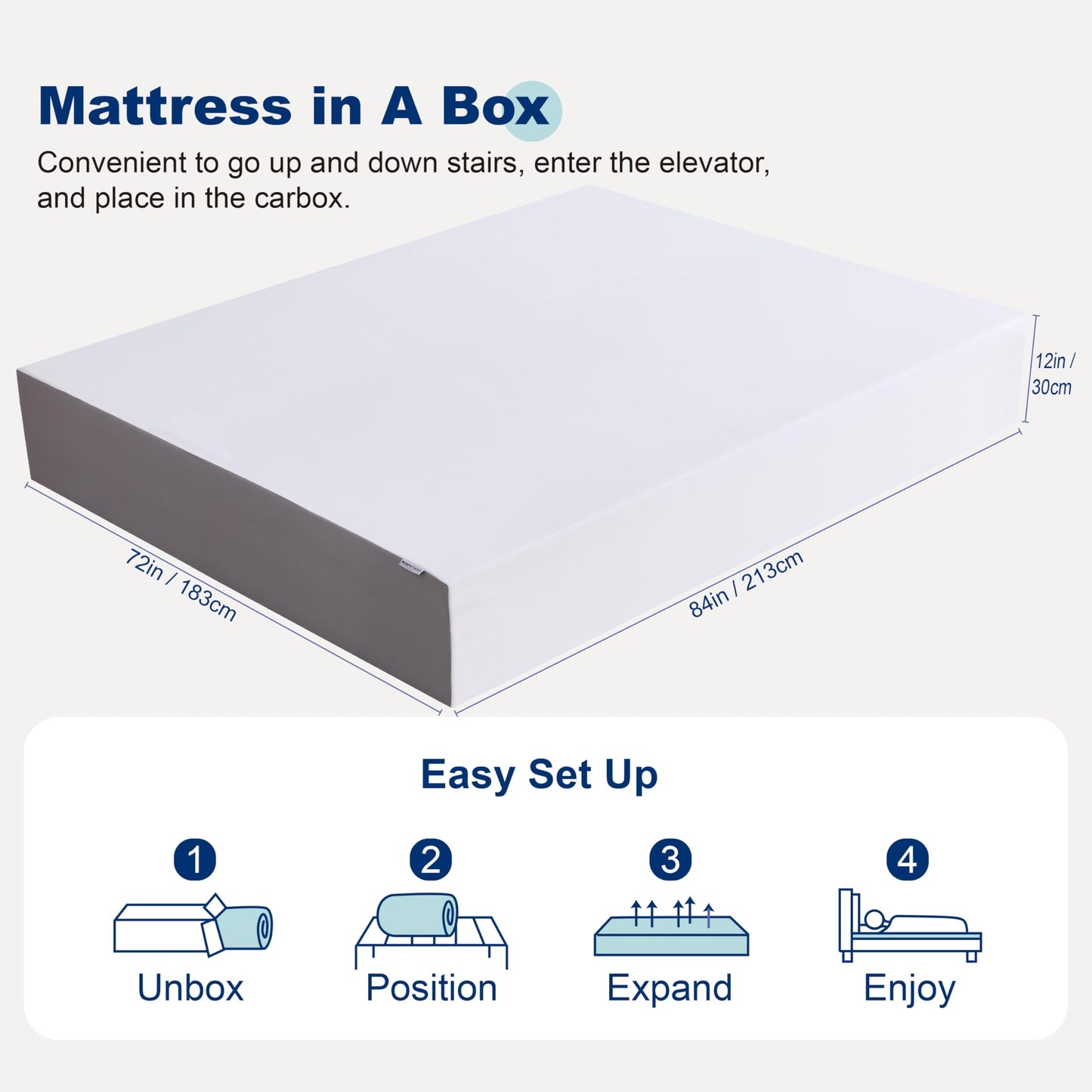 Amazon Basics California King Memory Foam Mattress, Soft Plush Feel (84" Long)