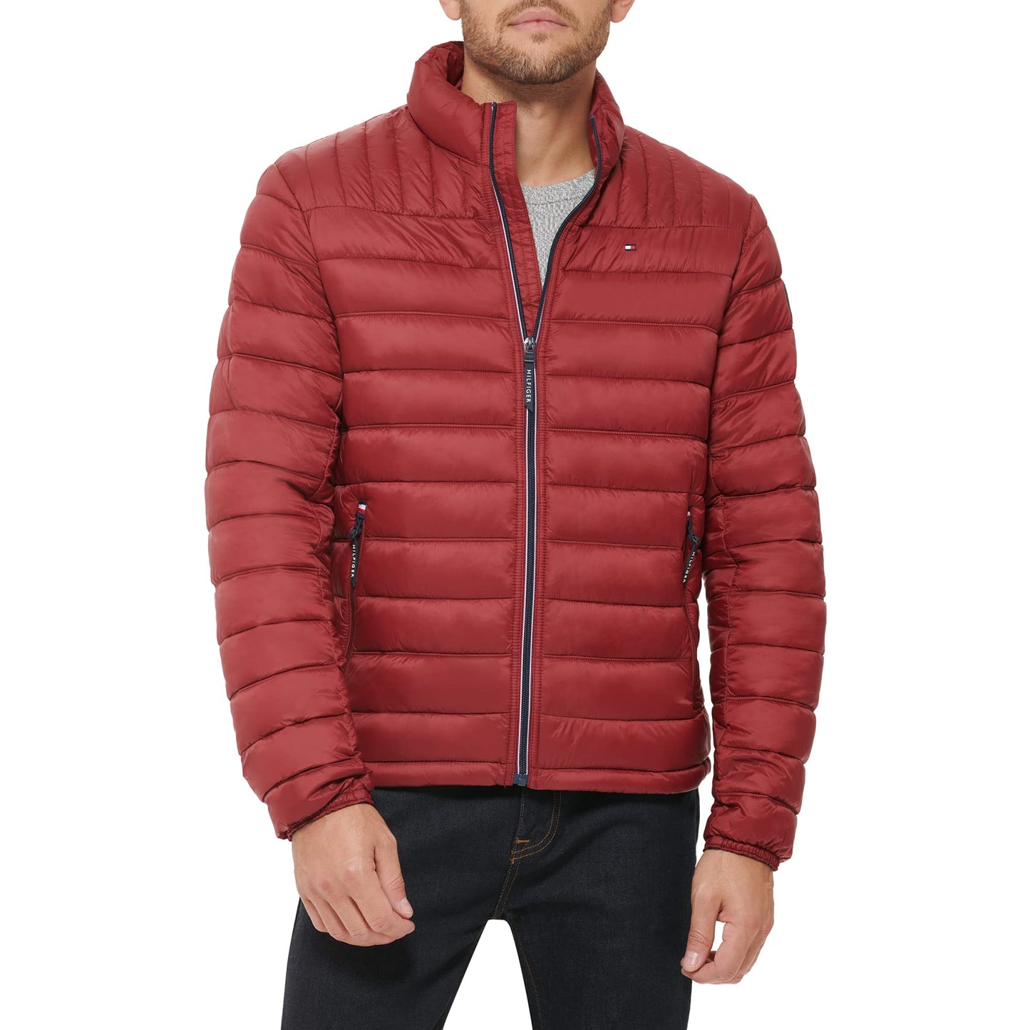 Tommy Hilfiger Men's Ultra Loft Lightweight Packable Puffer Jacket (Standard and Big & Tall), Red, XX-Large