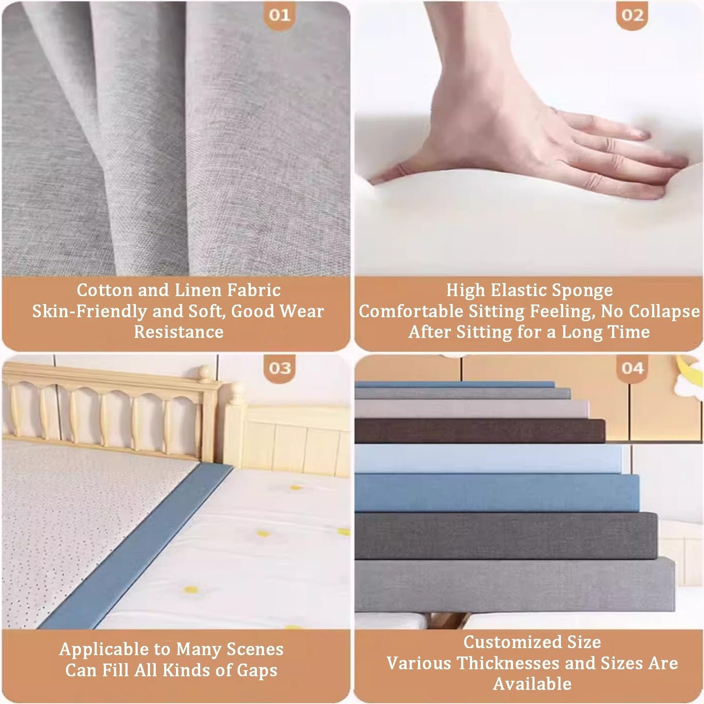 Customized Size Bed Gap Filler, Mattress Extender Bolster Headboard Pillow Cushion with Removable Cover for King Headboard Bed, Mattress Extension Filler