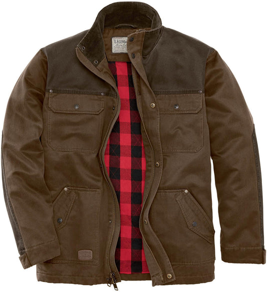 Legendary Whitetails Men's Big Barn Chore Coat Vintage Work Jacket Waxed Cotton Water Resistant, Rawhide, X-Large Tall