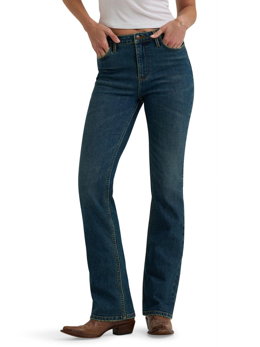 Wrangler Women's High Rise Bold Boot Jean, Stormy Indigo, 10-34