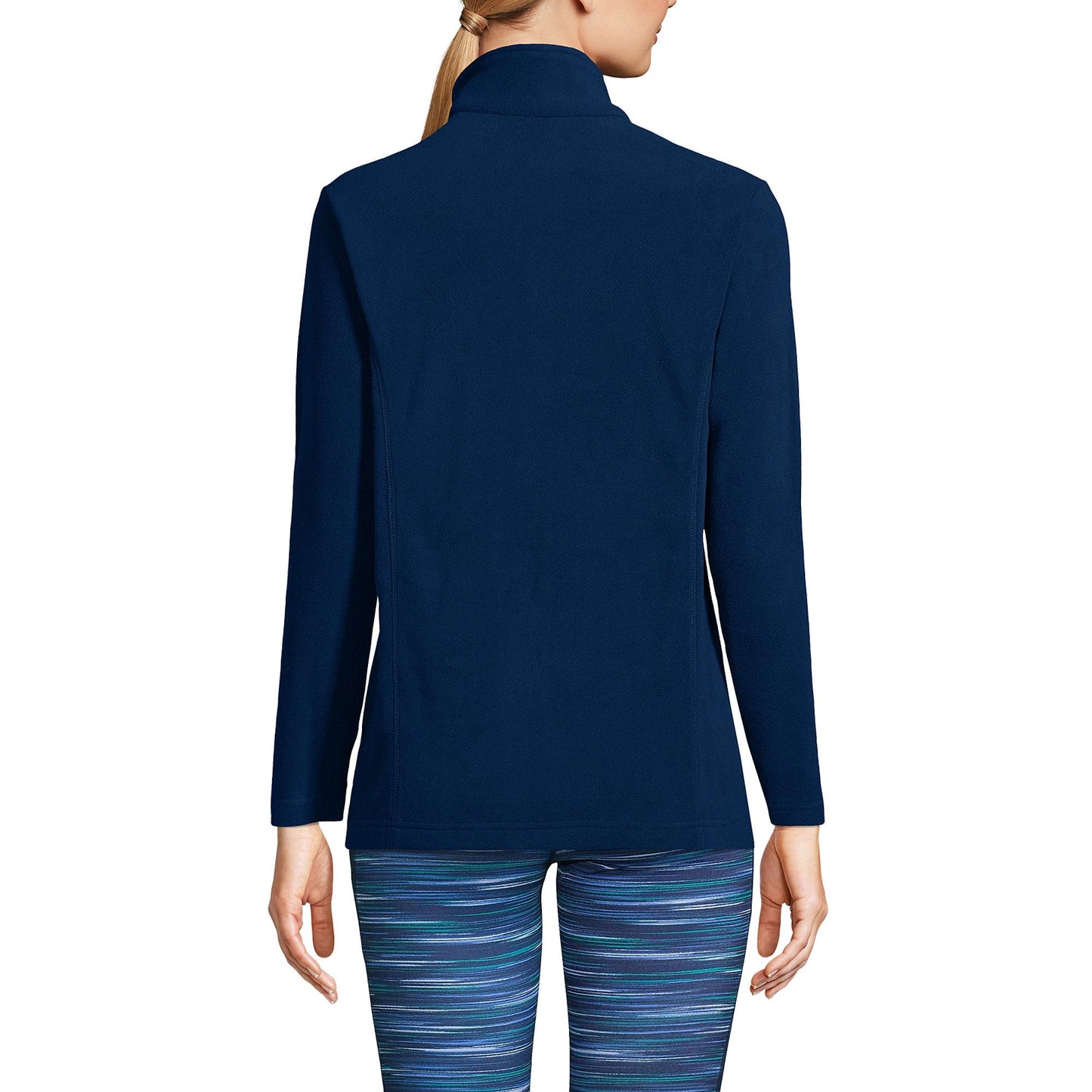 Lands' End Womens Quarter Zip Fleece Pullover Deep Sea Navy Tall X-Large