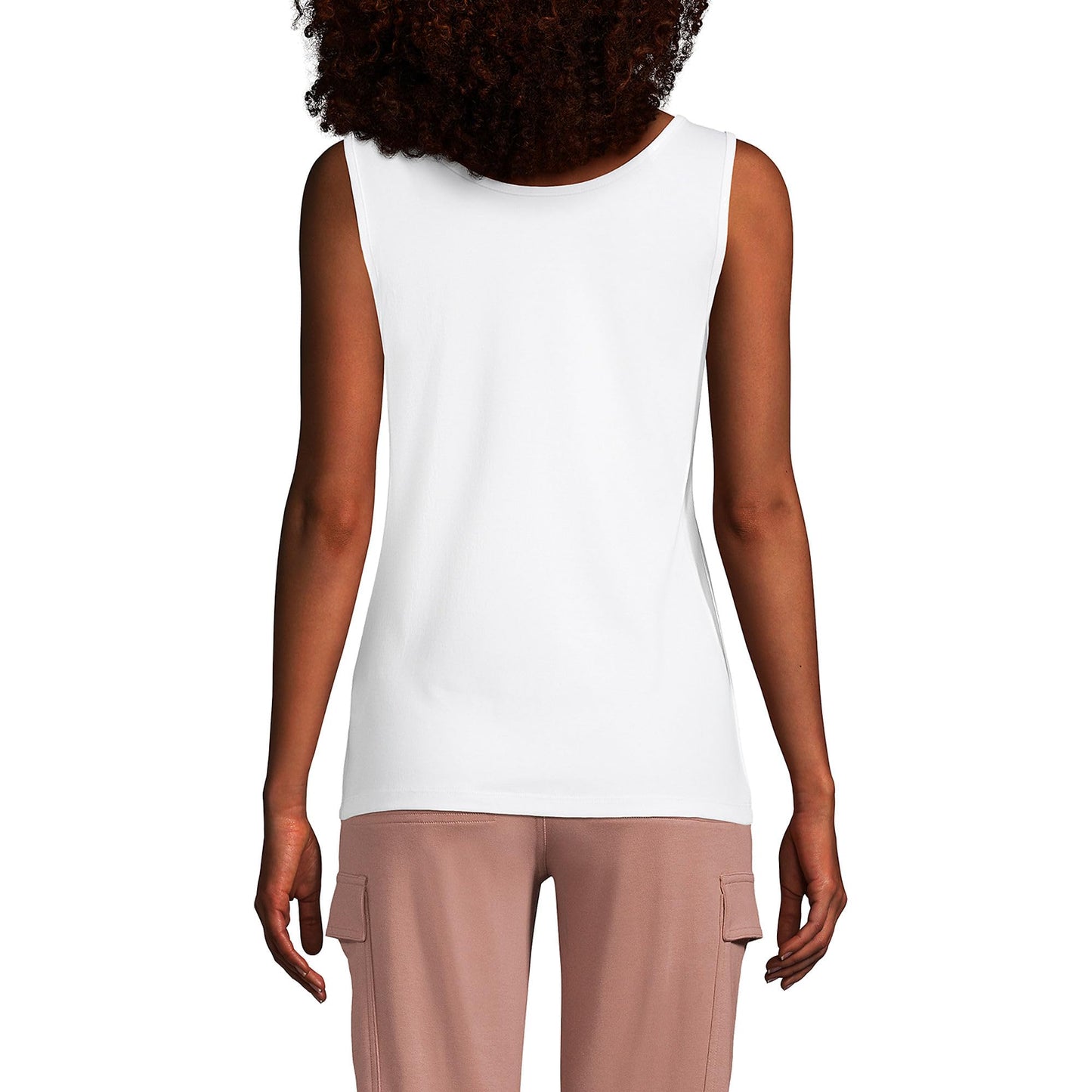 Lands' End Womens Cotton Tank Top White Tall Medium