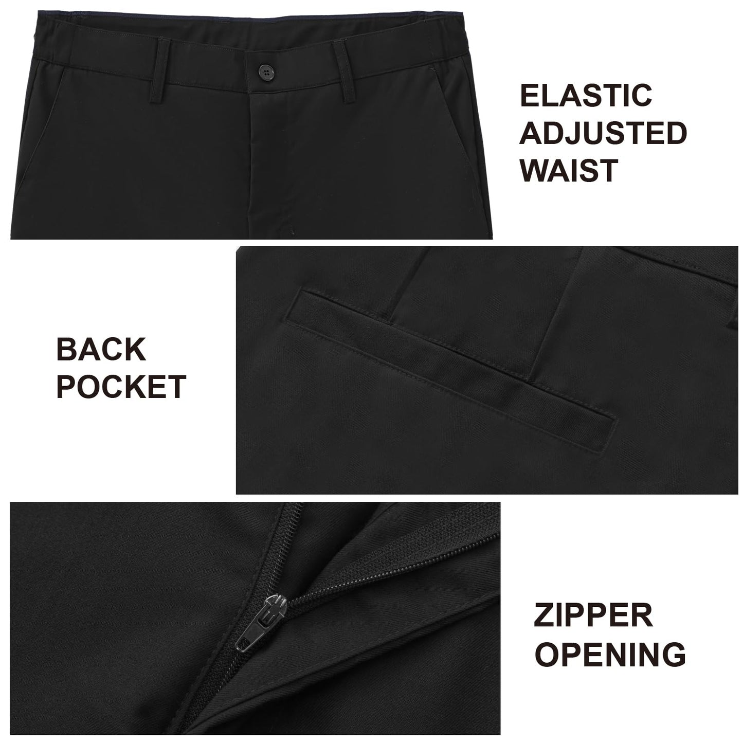 Tall Men's 36"/38" Inseam Classic Dress Work Pants Black