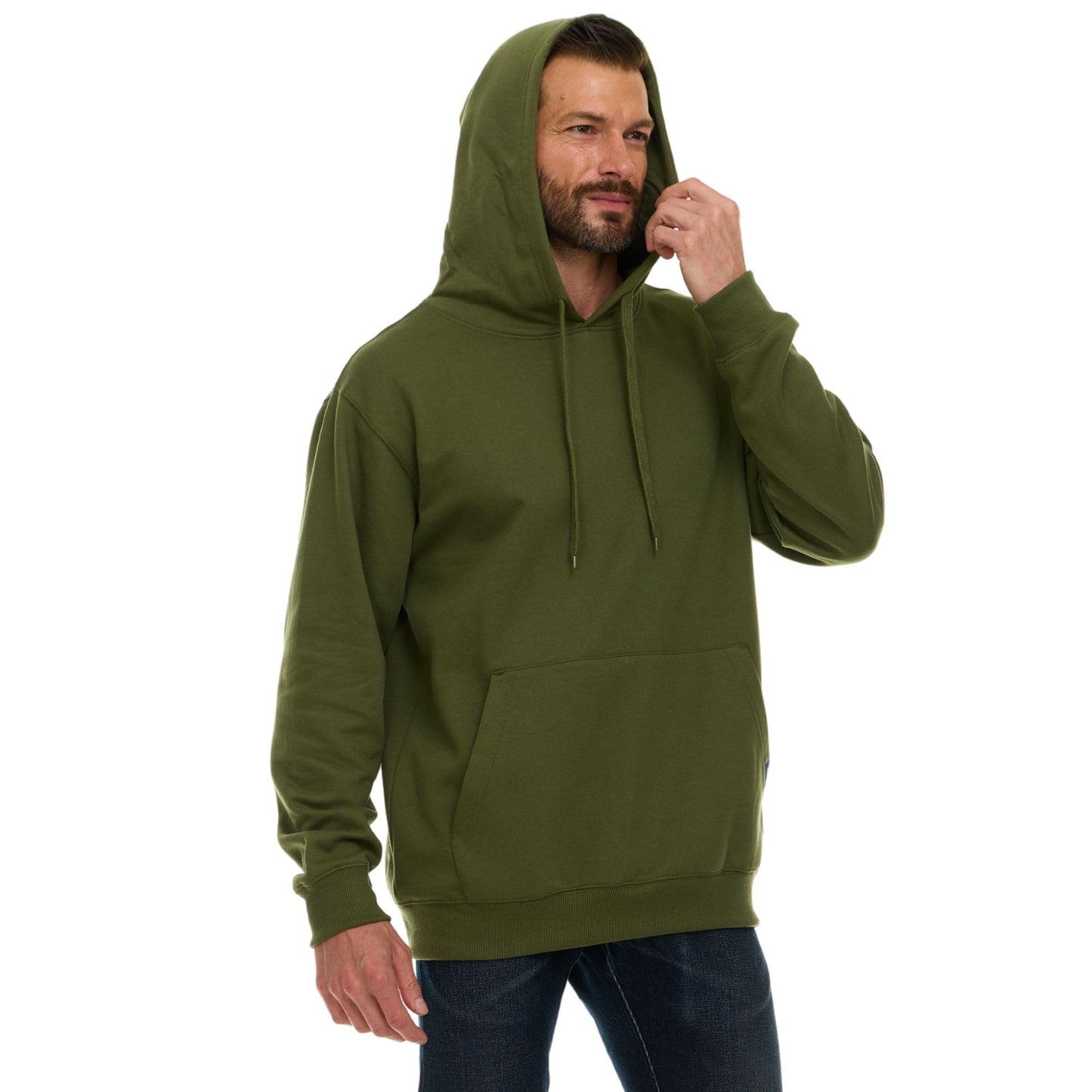 Wrangler Big and Tall Hoodie for Men, Fleece Heavyweight Pullover Sweatshirt, Relaxed Fit Mens Work Hoodies Olive - 5XLT