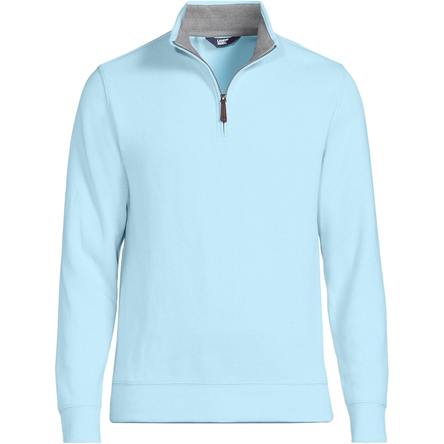 Lands' End Mens Bedford Rib Quarter Zip Sweater Light Blue Sky Tall XX-Large