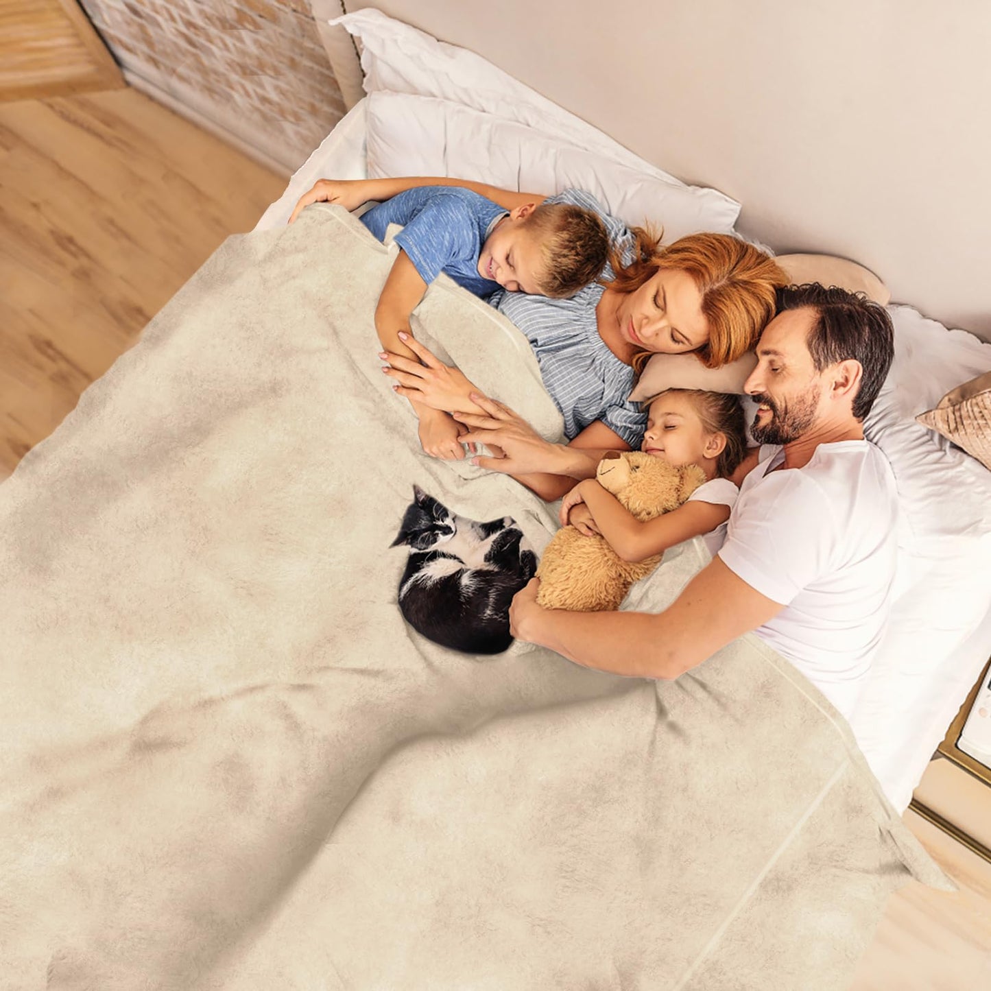 Edenleaf Big Oversized King Blanket, Extra Large Soft Blanket 120x120, California King Size for Whole Family, Bed, Sofa, Couch, Travel, Camping Khaki