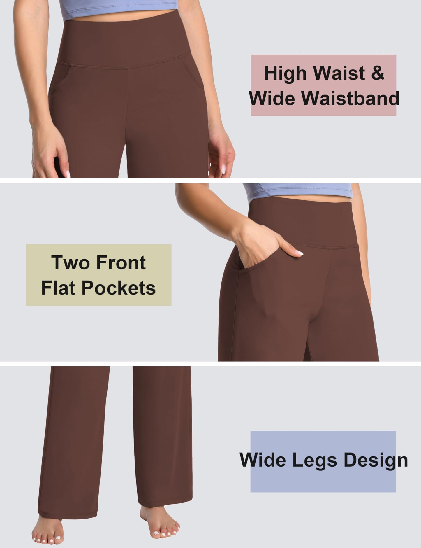 BUBBLELIME 29"/31"/33"/35"/37" Women's Wide Legs Yoga Pants Loose Lounge Sweatpants - Wide Legs_MAHOGANYMAROON XL_35" Inseam