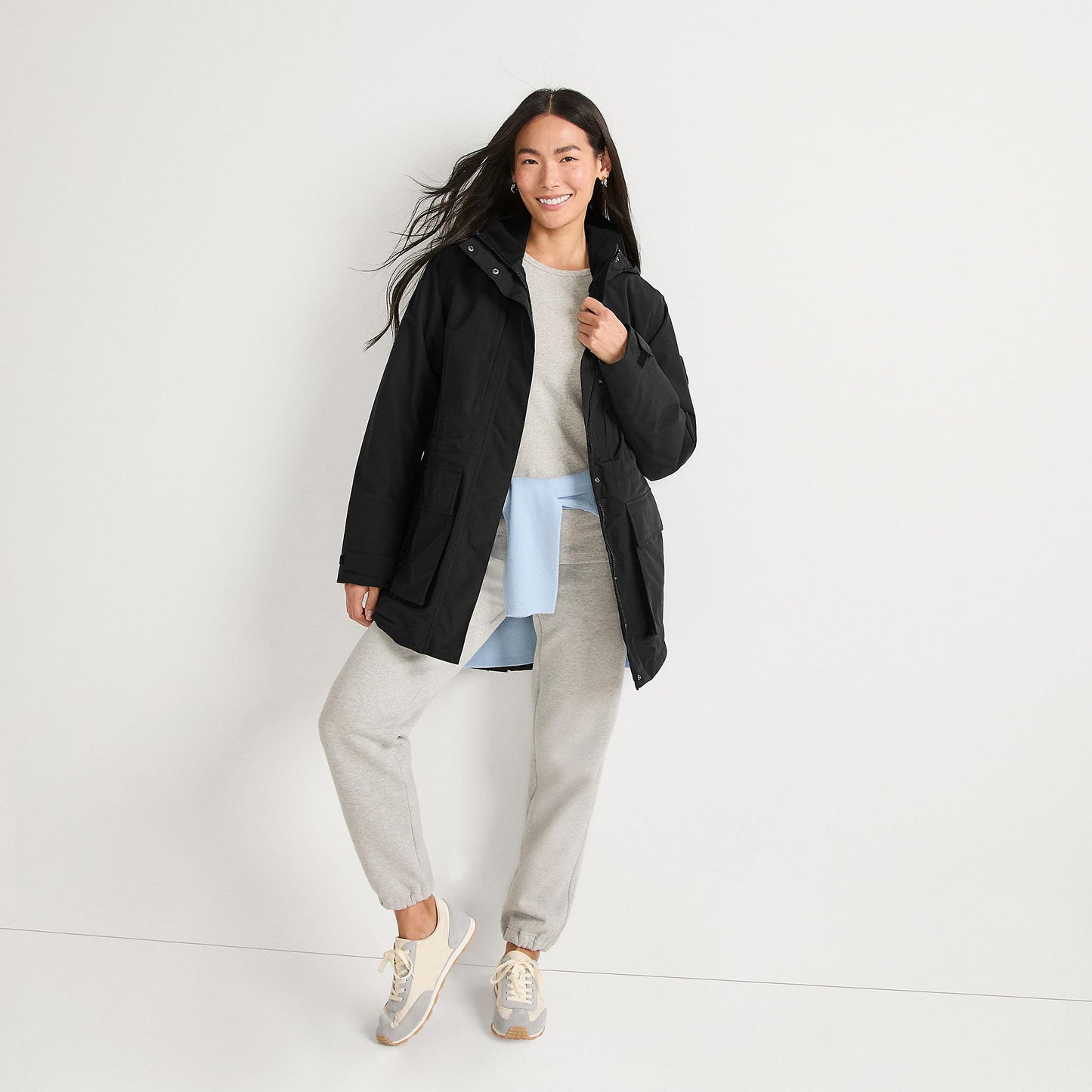 Lands' End Womens Squall Waterproof Parka Black Tall Medium