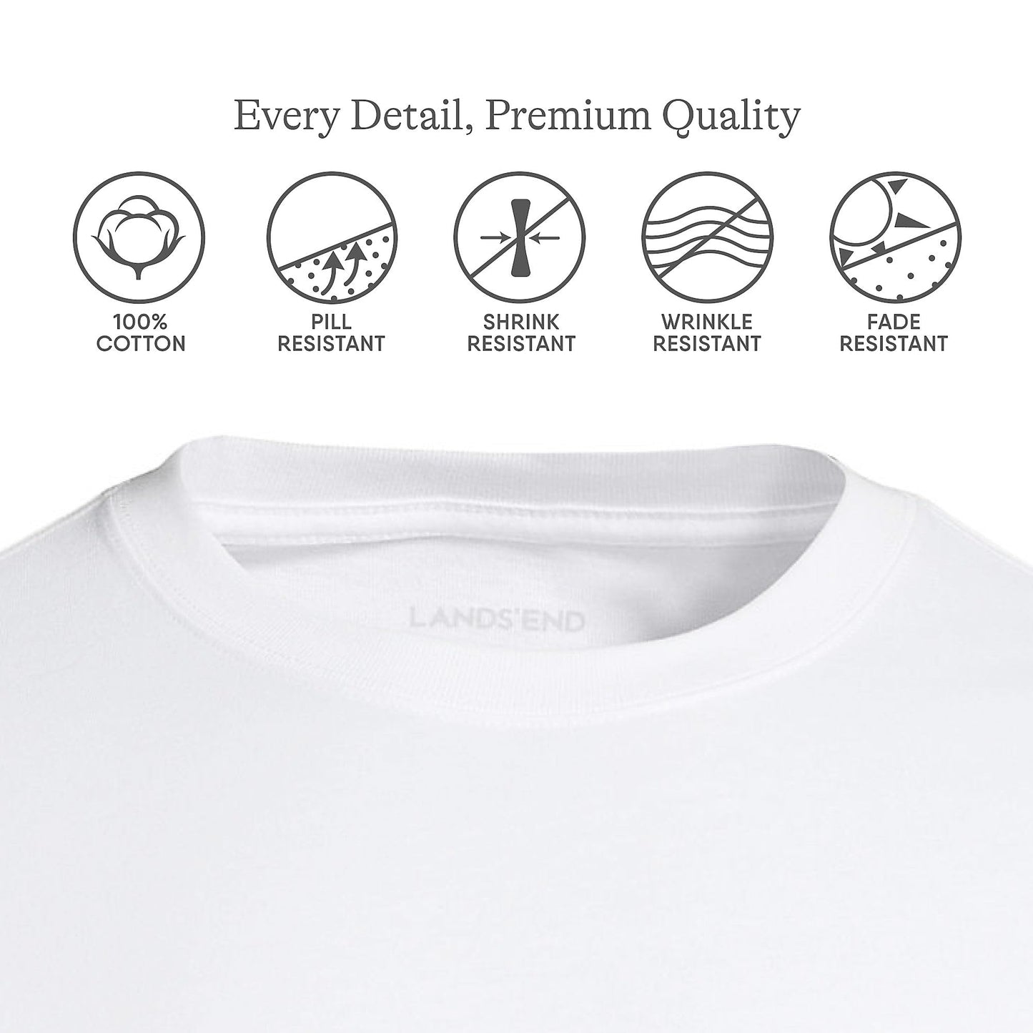 Lands' End Mens Long Sleeve Super-T Tee White Tall Medium