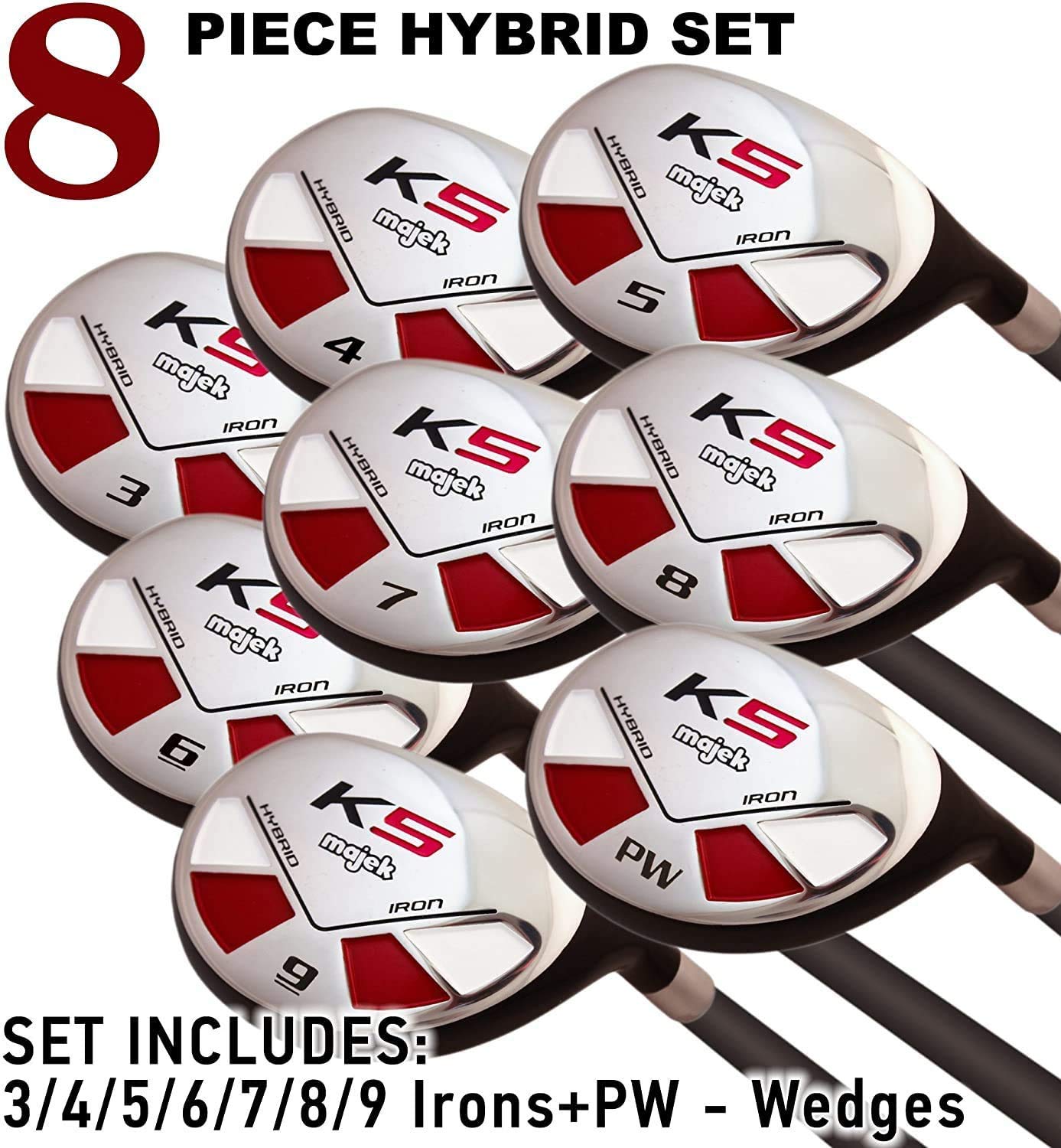 Big Tall Golf Hybrids All True Hybrid XL Majek +2" Longer Than Standard Length (Plus 2 Inches Longer) Complete Full Set Includes: XXL #3 4 5 6 7 8 9 PW Senior Flex Right Handed Extra Long Utility Club