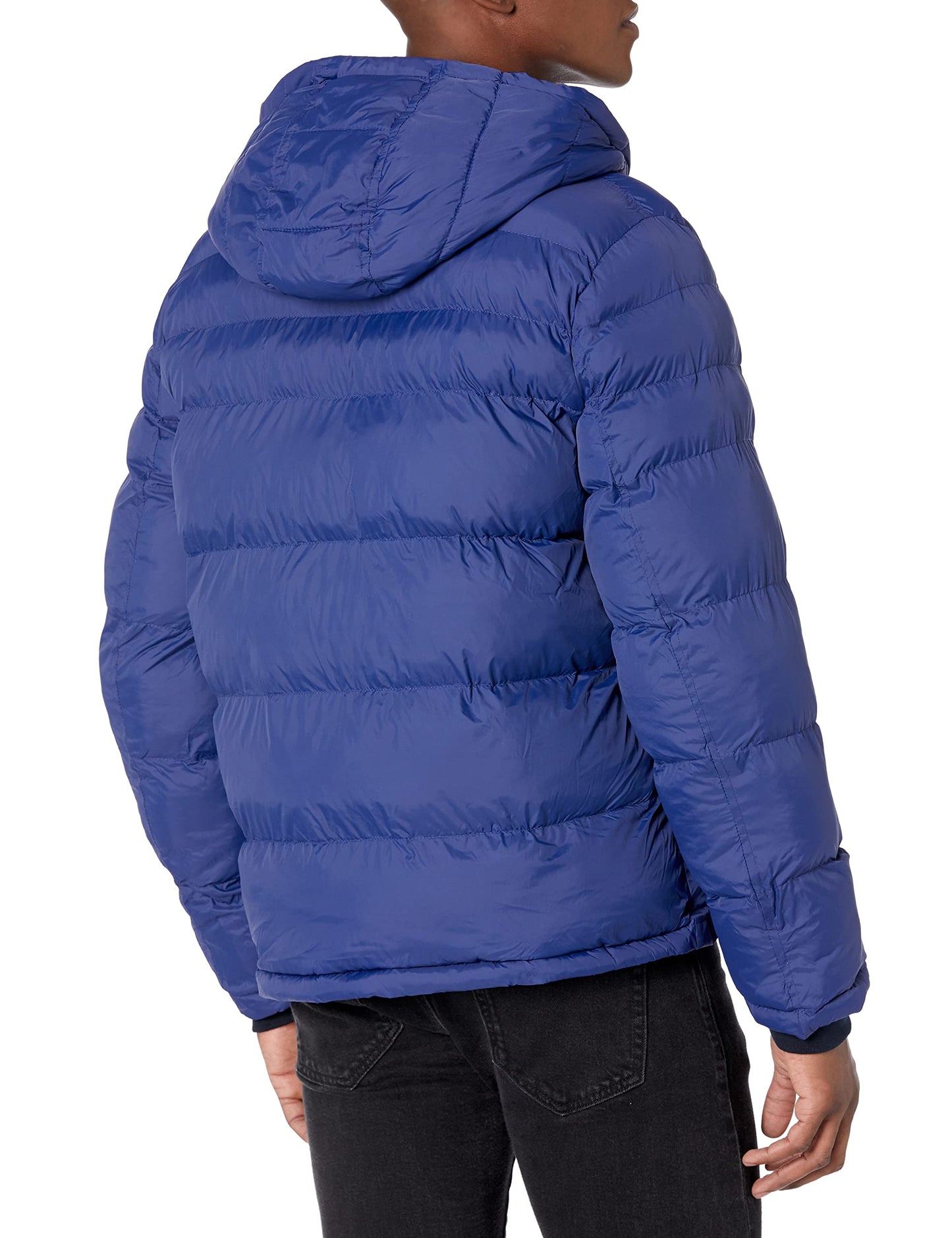 Tommy Hilfiger Men's Hooded Puffer Jacket, Royal Blue, L-Tall
