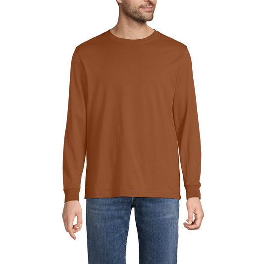 Lands' End Mens Long Sleeve Super-T Tee Rich Ginger Brown Tall Medium