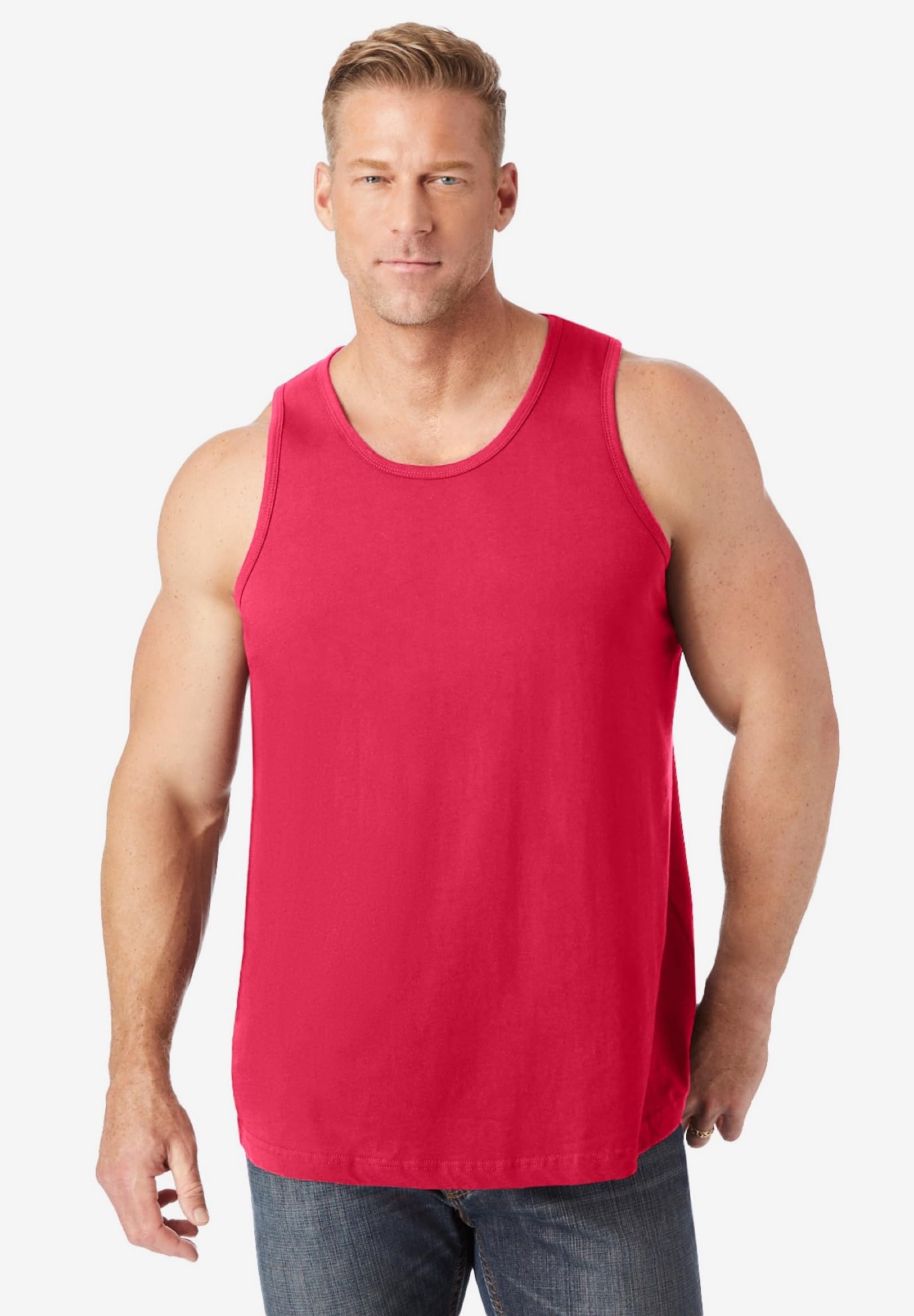 KingSize Men's Big & Tall Shrink-Less Lightweight Longer-Length Tank - 8XL, Electric Pink