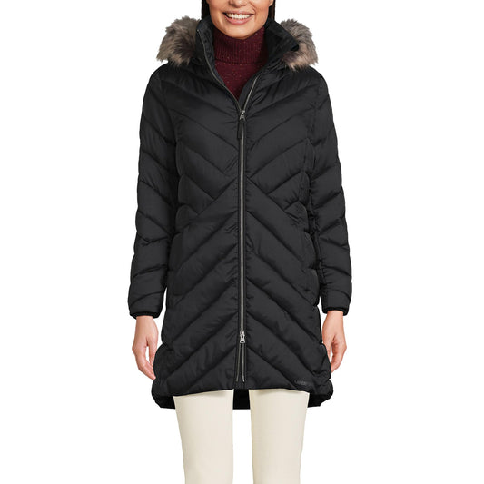 Lands' End Womens Plush Lined Insulated Coat Black Tall Large