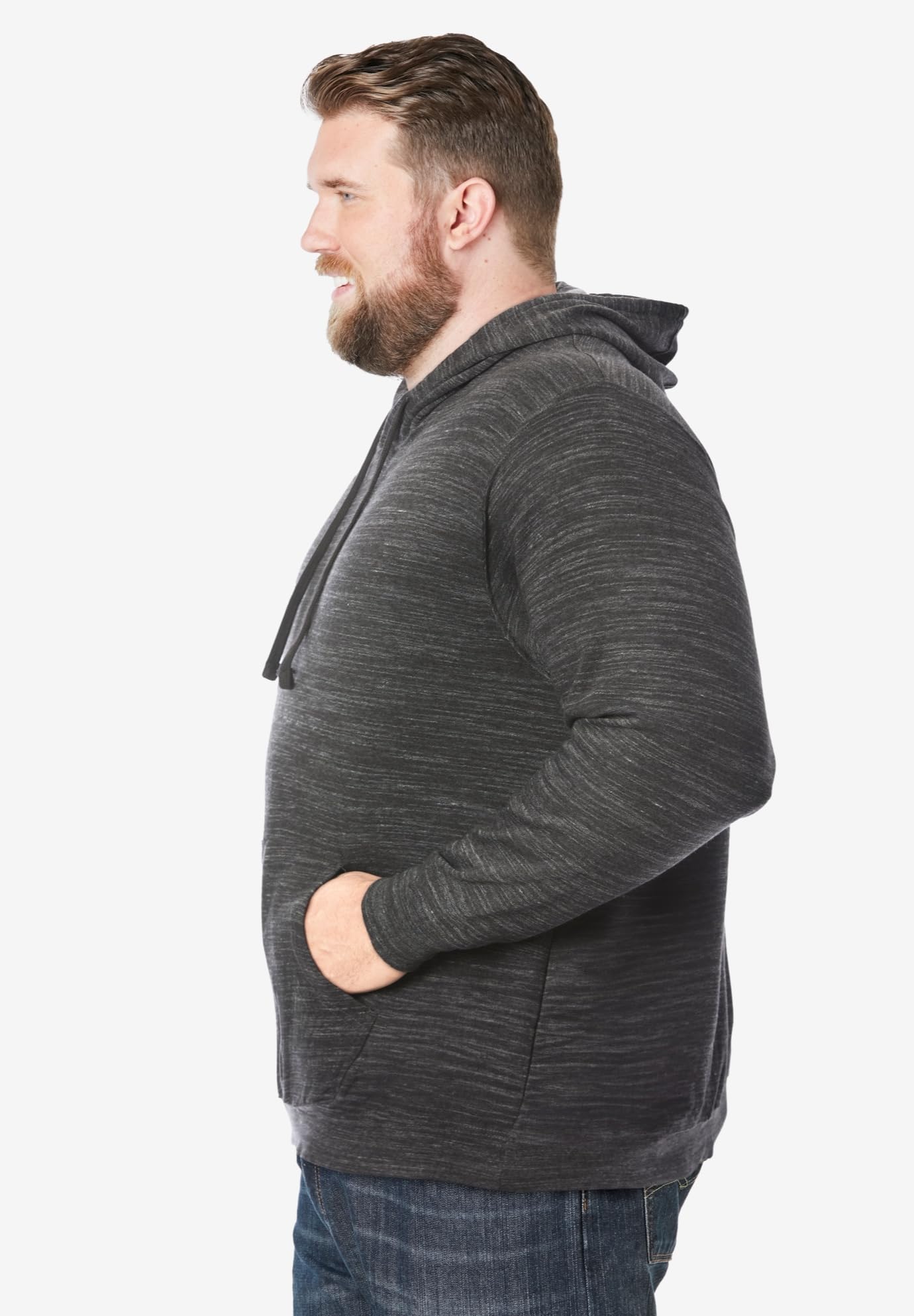 KingSize Men's Big & Tall Fleece Pullover Hoodie - 7XL, Black White Marl