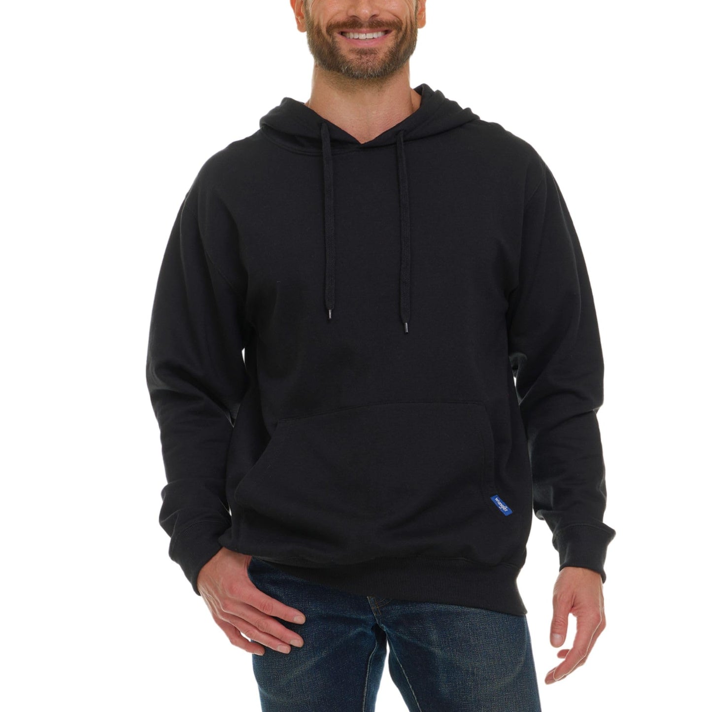 Wrangler Big and Tall Hoodie for Men, Fleece Heavyweight Pullover Sweatshirt, Relaxed Fit Mens Work Hoodies Black - 2XLT